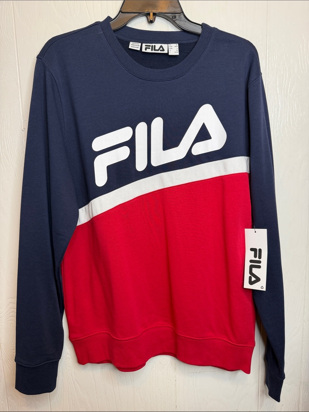 Fila Big Logo Makisia Crewneck Long Sleeves Graphic Sweatshirt Pullover Shirt M